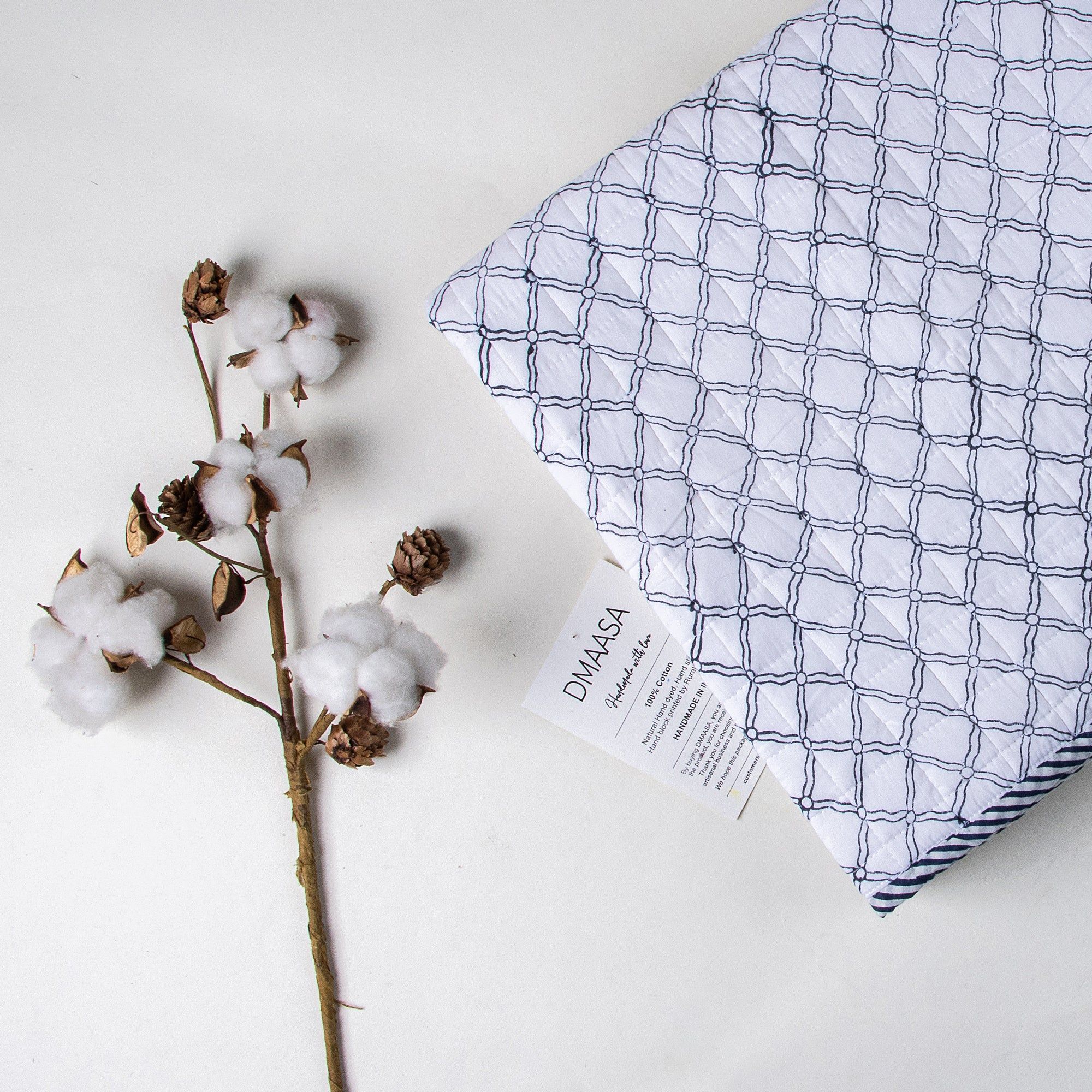 Blue Geometric Hand Printed Soft Cotton Baby Blankets For Winter 112
